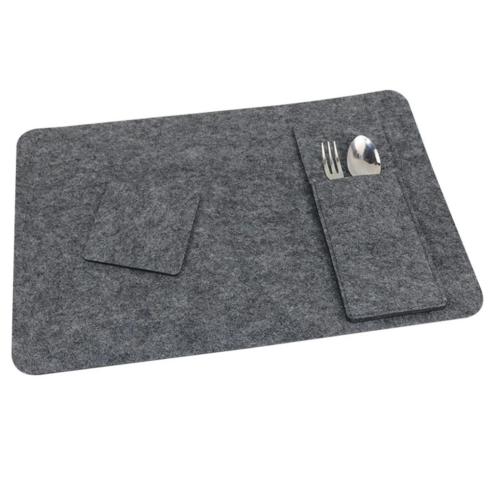 3PCS Felt Placemats Washable Table Mat European Style Insulation Pad Non-slip Dish Bowl Glass Coaster For Kitchen Dinning Room | Дом и сад