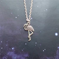 flamingo necklace flamingo gift flamingo jewelry bird charm necklace vintage pendant necklace for her