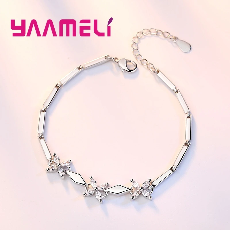 Браслет с четырьмя регулируемыми закруглёнными камнями Цветочная модель милая