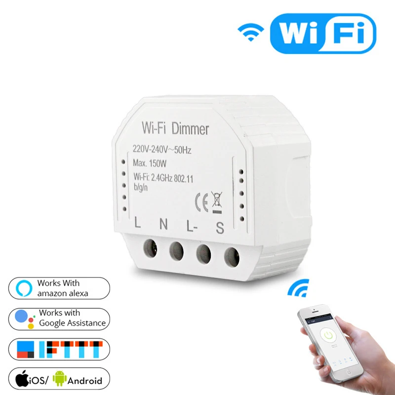 

Умный светодиодный светильник TUYA с Wi-Fi, настенный диммер с сенсорным выключателем, Поддержка Android/iOS, совместим с Amazon, Alexa, Google Home, голосовое уп...