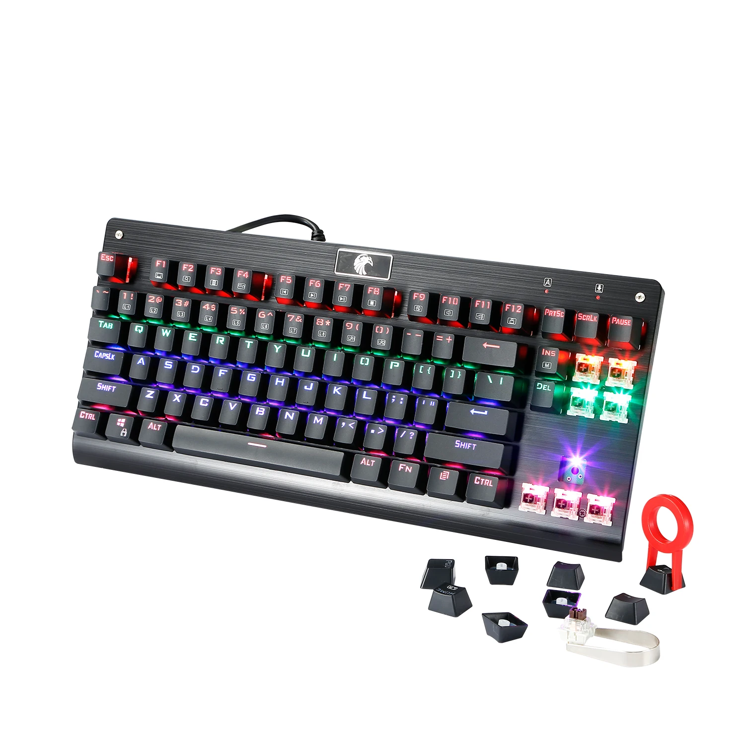 Механическая клавиатура Z77 Eagle TKL, игровая, светодиодный, с подсветкой, металлическая пластина, 87 клавиш, Outemu, переключатели, эргономичная клавиатура для геймера, Typist