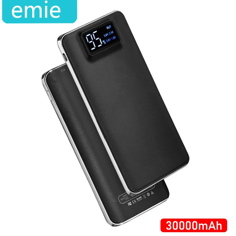 Для xiaomi 30000mAh power bank lcd Quick Charge 3 0 Dual USB Bank для huawei iPhone 7 X Poverbank Внешнее зарядное