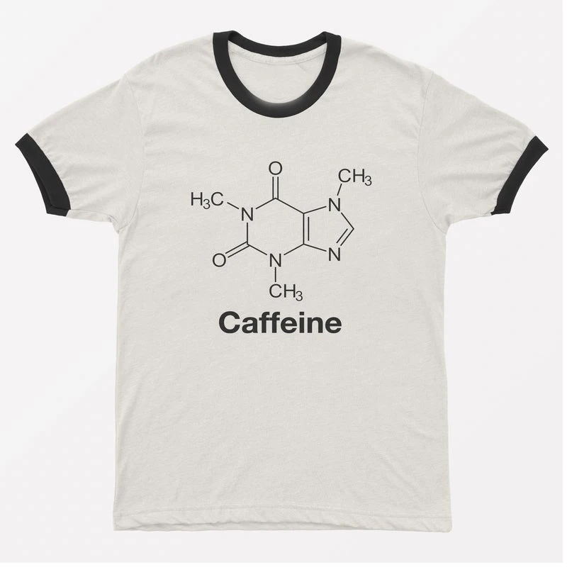 Футболки с молекулярным принтом кофеина футболка рисунком кофе забавная научная