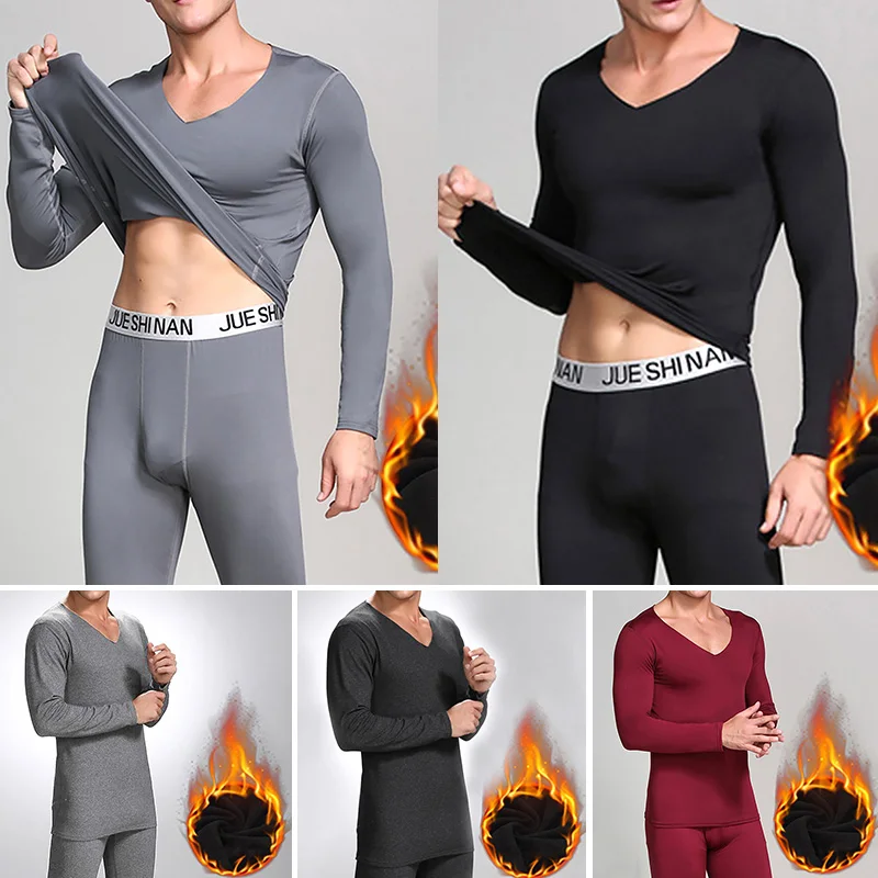 thermal pants Men Underwear Suit Hot Stylish Plus Velvet Warmth Constant Temperature 37 Degrees Autumn And Winter Comfortable Underwear Suit long johns pants