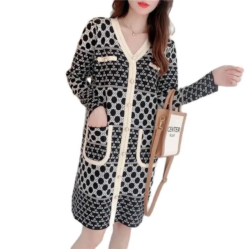 

Женское трикотажное платье, Повседневная Свободная юбка миди, Осень-зима 2021