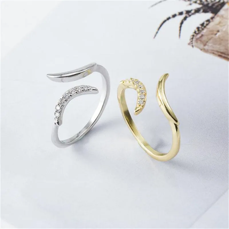 

POFUNUO Luxury 925 Sterling Silver Rings Elegant Cross Crescent Moon AAA Zircon Couple Lovers Rings Classic Fine Jewelry Gifts