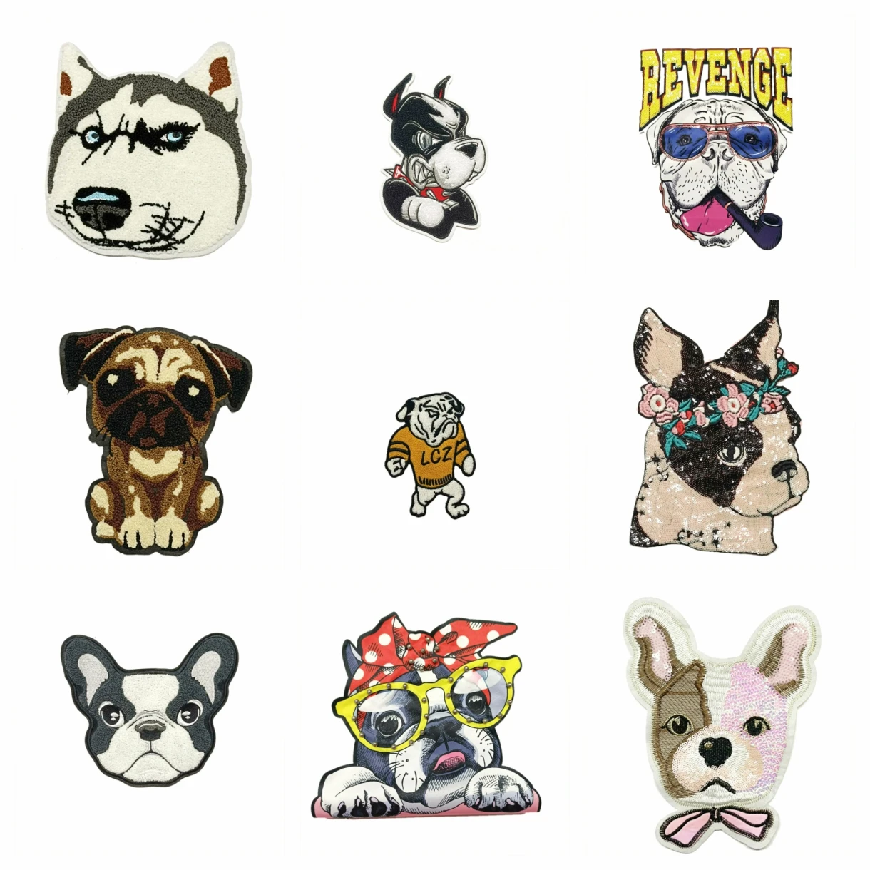 

large embroidery big dogs animal cartoon patches for clothing PA-41