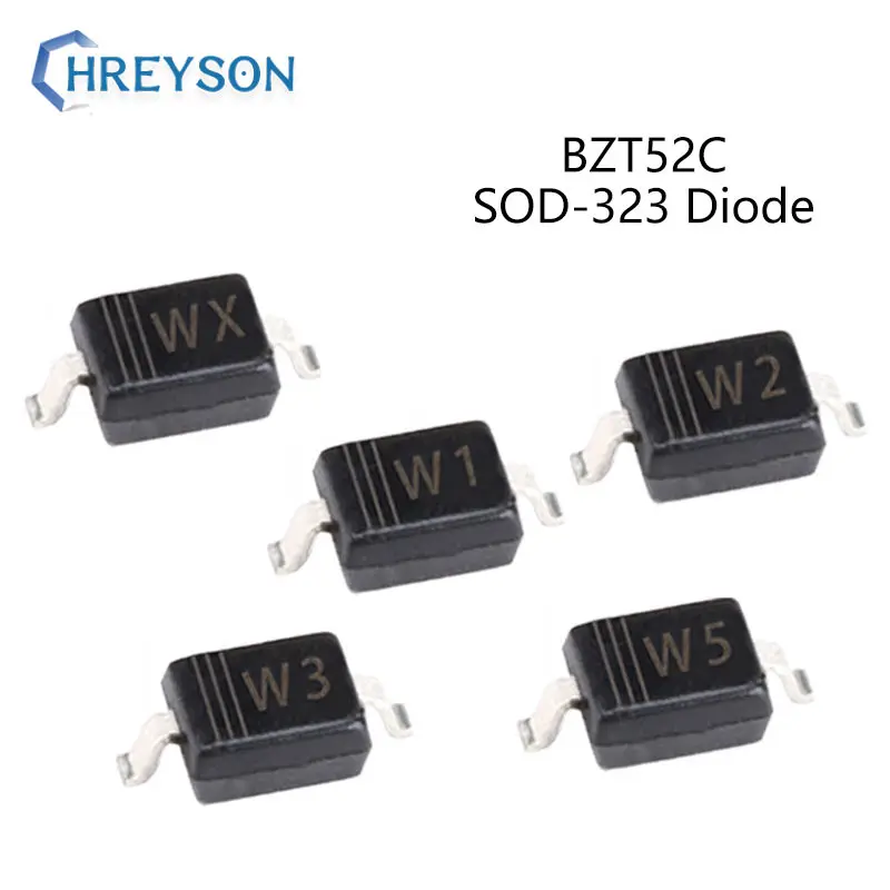 100 шт. SMD Диод Зенера BZT52C24S WO BZT52C27S WP BZT52C30S WQ BZT52C33S WR BZT52C36S WS BZT52C39S WT BZT52C43S WU SOD 323|Диоды| |