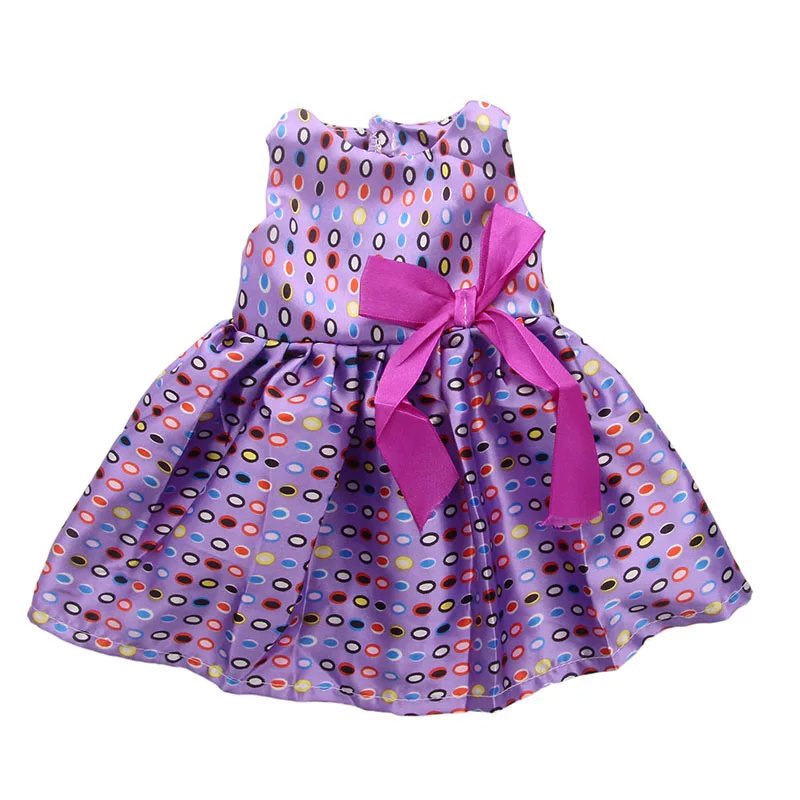 Платье LUCKDOLL ТРАПЕЦИЕВИДНОЕ без рукавов с принтом подходит для кукол 18 дюймов