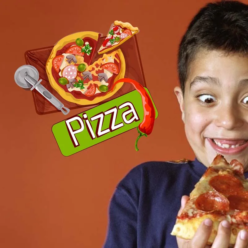 

Pizza Sticker Double-sided Restaurant Decal Poster Vinyl Art Wall Decals Decor Mural Pizza Sticker Wall Decal Pizza Glass Decal