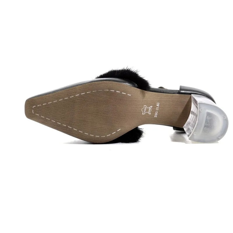 Новинка Итальянские сандалии на меху Сезон весна-лето Женские пикантные