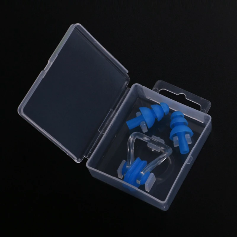 1 Set Waterproof Soft Silicone Swim Nose Clip Ear Plug Diving Reduction Noise With Box Water Swimming Accessorie | Спорт и