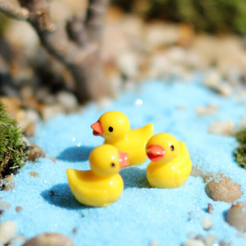 6Pcs/set Miniature Mini yellow duck Resin Crafts For doll Fairy Garden Home plants Decoration