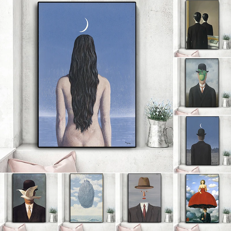 

Rene Magritte Artist Surrealist Scandinavian Oil Painting on Canvas Posters and Prints Cuadros Wall Art Pictures For Living Room