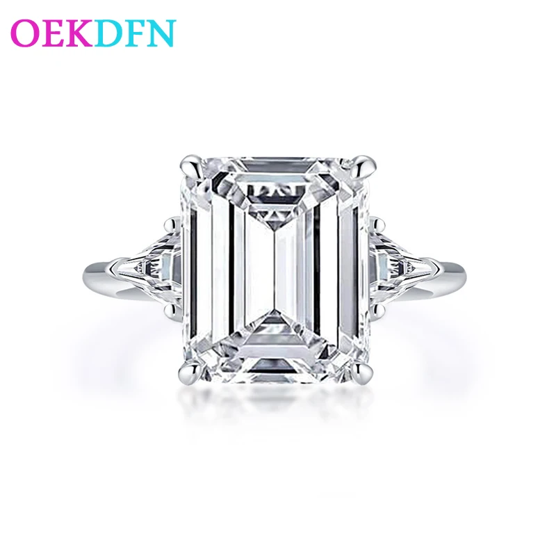 

OEKDFN 100% 925 Sterling Silver Rings For Women Emerald Cut Created Moissanite Gemstone Engagement Wedding Ring Fine Jewelry