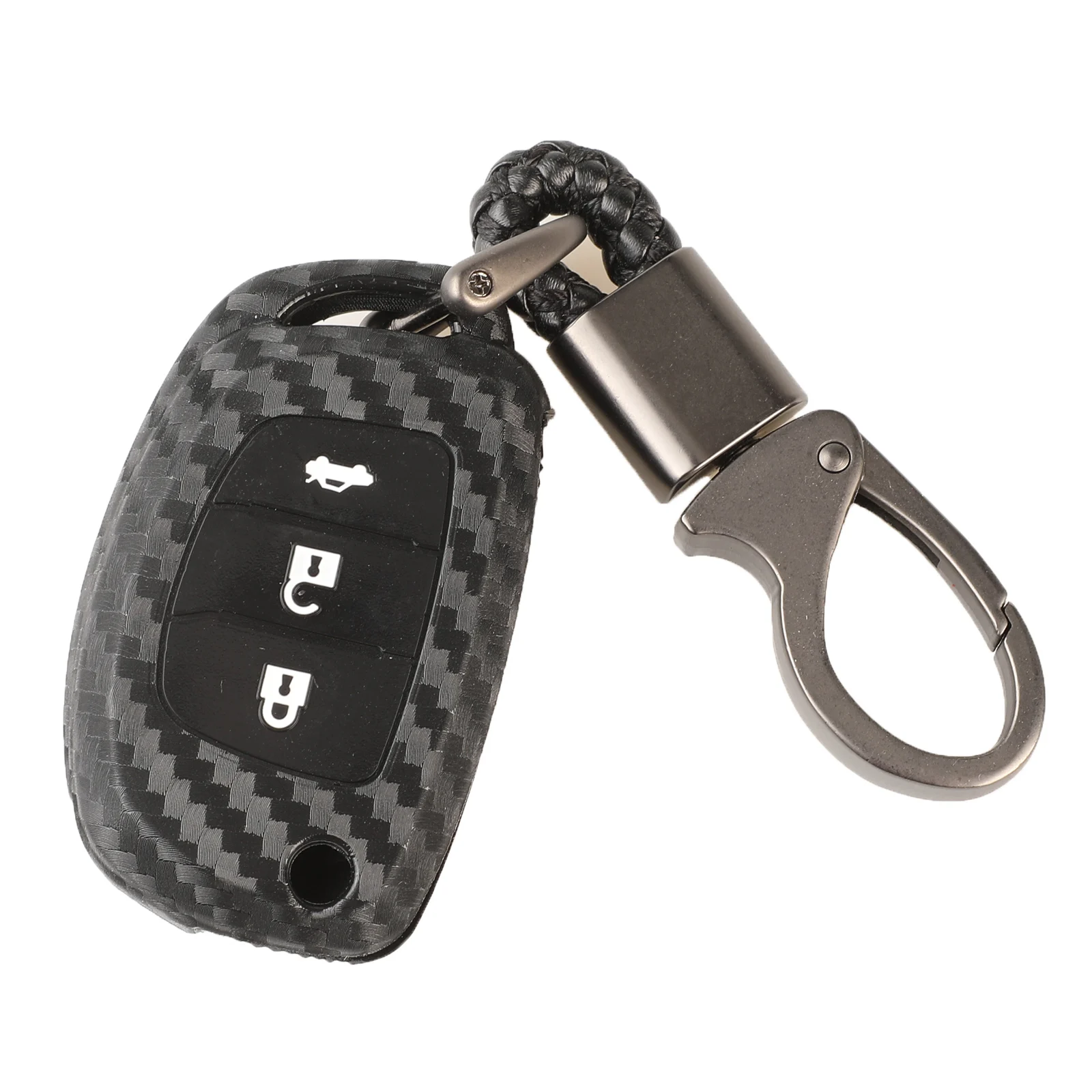 3B with Braid Ring Jingyuqin волоконный чехол для ключей автомобиля для hyundai Creta Tucson Santa fe Elantra Sonata i20 i30 i40 i25 ix35 флип-пульт дистанционного управления Fob углеродный чехол - Название цвета: 3B with Braid Ring