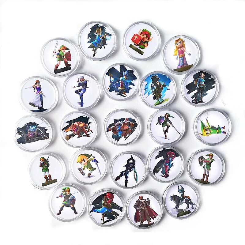 

New Data Full Set 24Pcs The Legend of Zelda Collection Coin Card NFC Tag For Amxxbo Card Ntag215 Card NS Switch WiiU Link's