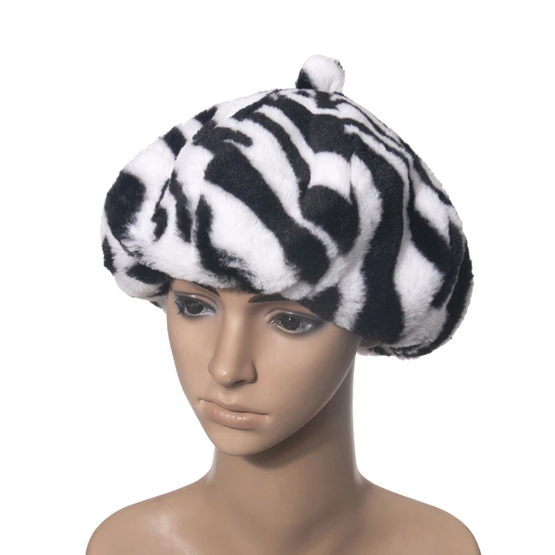 Шляпа художника WZCX Leopard Geometric Print в зебровом стиле на осень и весну, в корейском стиле для Хэллоуина, с нарисованной тыквой для женщин.