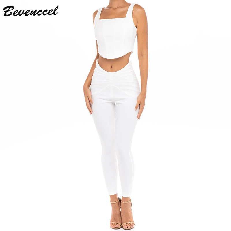 

Sexy Womens 2 Piece Sets 2020 Elegant Bodycon Crop Top & Striped Full Length Pant Women Bandage Set Sexy Two Piece Outfits