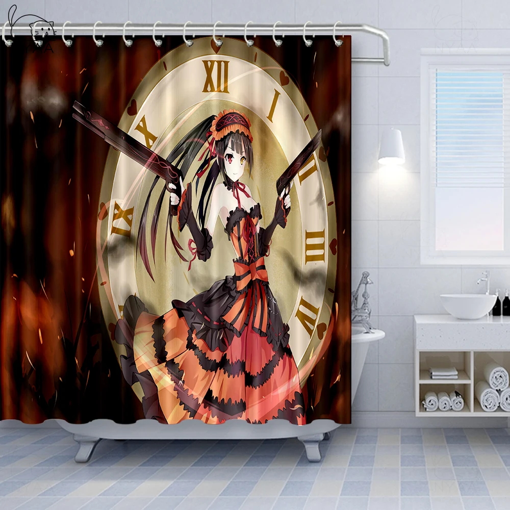NYAA Date A Live Tokisaki Kurumi занавеска для душа утолщенная 12 крючков ванной