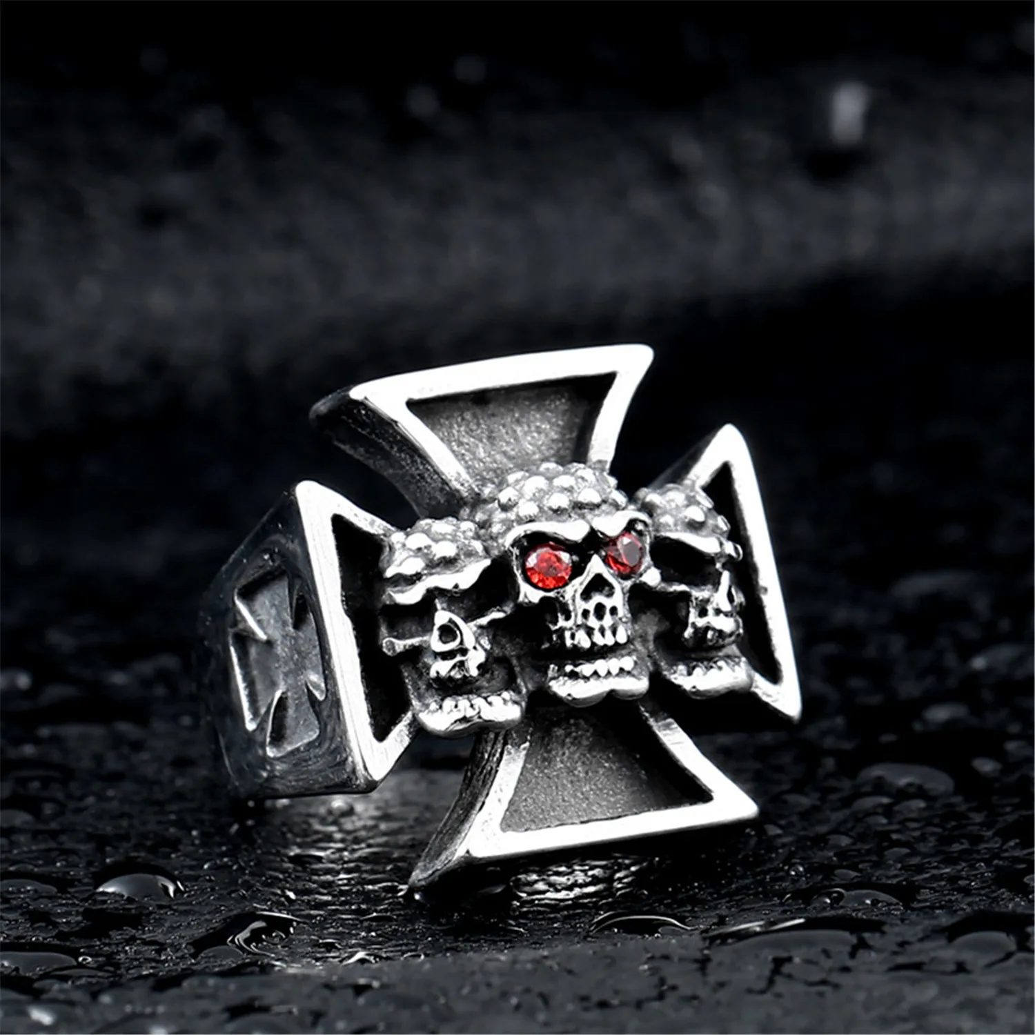

Stainless Steel Skull Cross Ring Wholesale Men's Domineering Hand Jewelry Mens Band Size 7-13