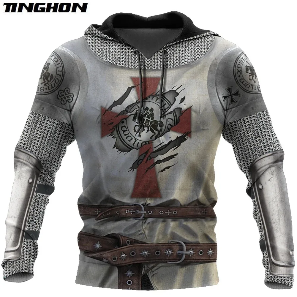 XS 7XL Новый 3D печатных Knight средневековые доспехи для мужчин толстовки тамплиеров