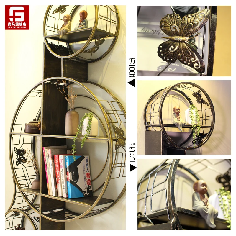 

New Chinese Restaurant porch decorations wrought iron notes racks hotel wall hanging industrial bar decoration