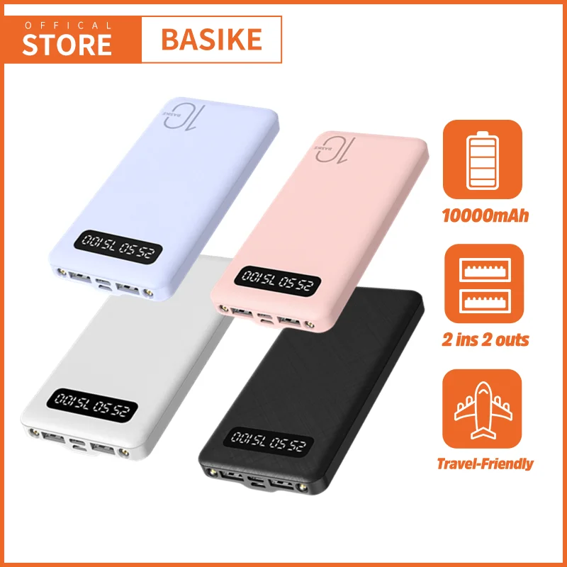 

BASIKE Power Bank for iPhone Portable Charge Portable Powerbank External Battery Spare Battery With Light Poverbank for xiaomi
