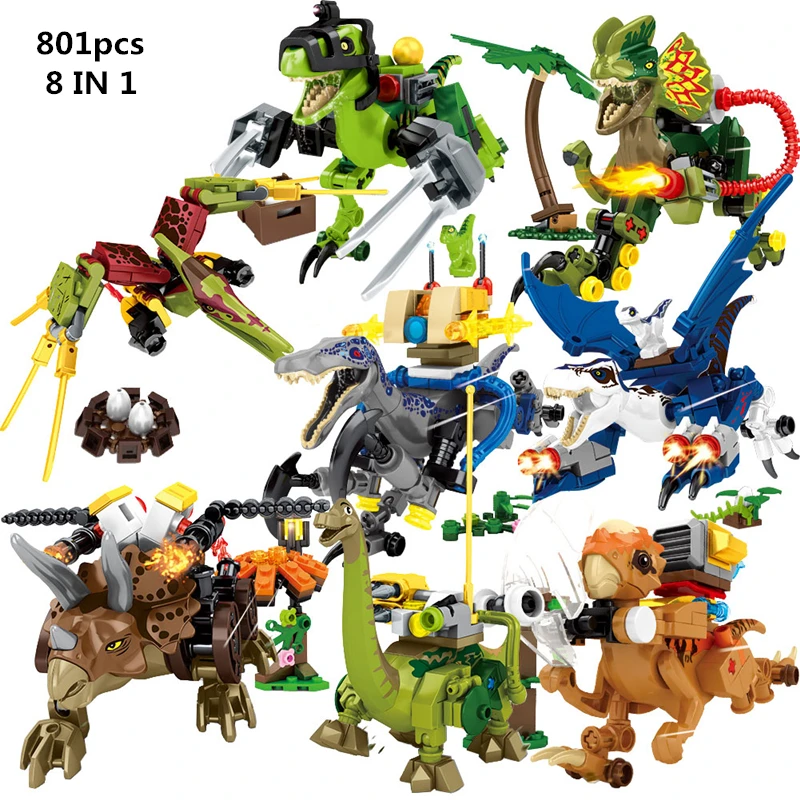 

NEW 8 IN 1 Jurassiced Dinosaur Park World Flying Tyrannosaurus Baryonyx Building Blocks Kit Bricks Classic Model Kids Toys Gifts
