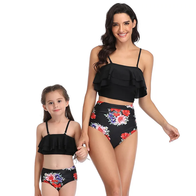 Семейный купальник из двух предметов для мамы и дочки подходящая одежда с