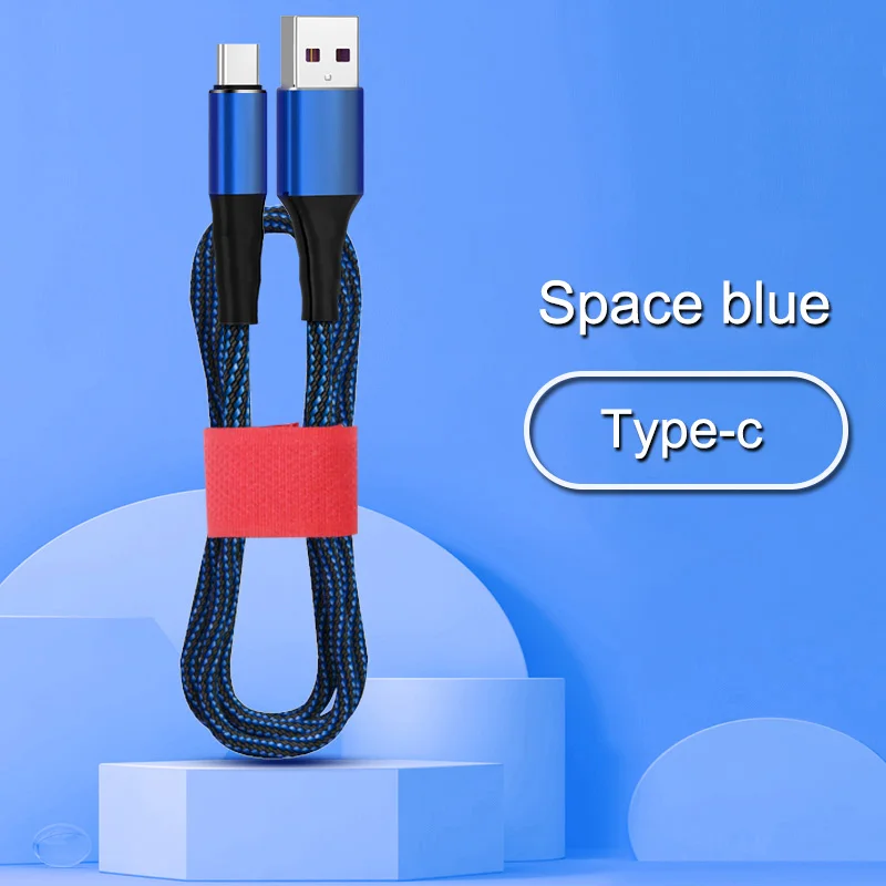 Blue for Type-c USB C кабель 5A SuperCharge для huawei mate 30 Pro P20 usb type C кабель быстрое зарядное устройство Шнур для передачи данных для samsung A70 Xiaomi Redmi Note7 - Цвет: Blue for Type-c