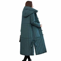 2020 vintage down padded jacket women winter x long parka loose hooded coat plus size single breasted thicken warm outwear kw347