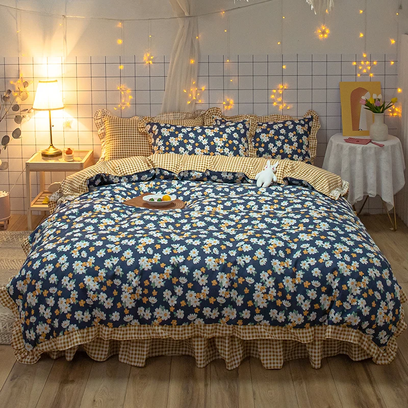 Голубое постельное белье принцессы Детский комплект с пододеяльником