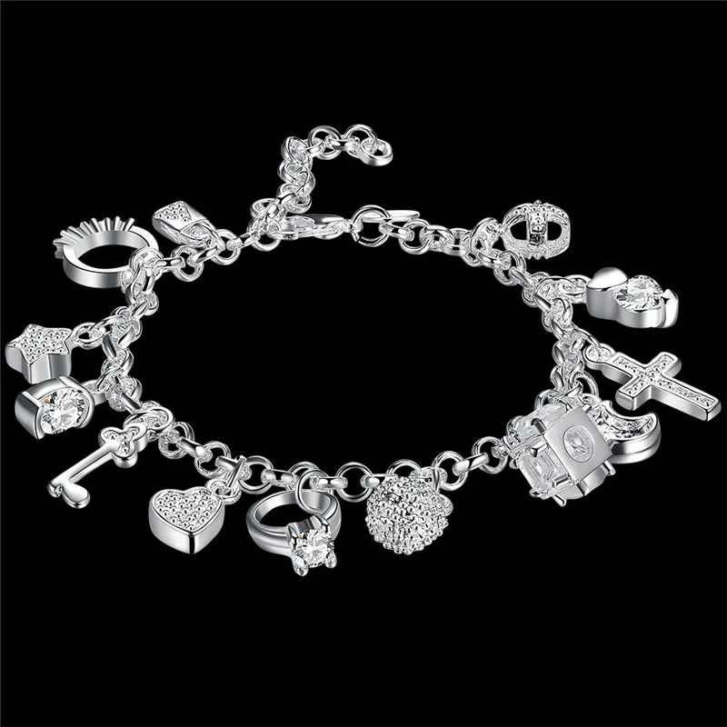 

Silver-Plated Exquisite Creative Hanging 13 Pieces Bracelet Jewelry European and American Bracelet Women's Bracelet Bracelet