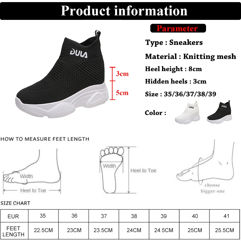 

Rimocy Breathable Knitted Chunky Sneakers Women 2020 New Spring Solid Wedge Sock Shoes Woman Thick Bottom High Top Shoes Female