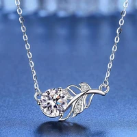 trendy 1 carat d color moissanite lucky leaf necklace women jewelry 925 sterling silver gra moissanite clavicle necklace gift