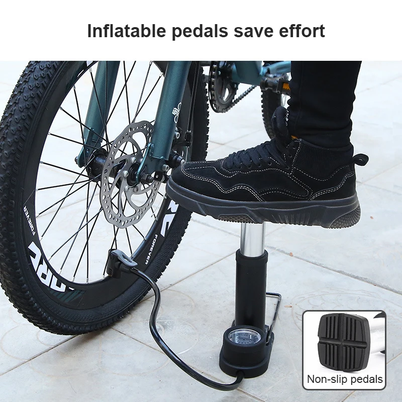 

Bicycle Aluminum Alloy Pump Foot High Pressure Electric Car Motorcycle Mini Air Pump Portable Household Barometer CO2 Inflator
