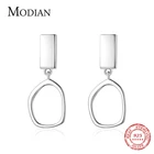 Modian 100% натуральная 925 Стерлинговое Серебро геометрической формы Форма серьги-подвески, модные простые линии, свисающие серьги для женщин, серьги, ювелирные изделия для девушек