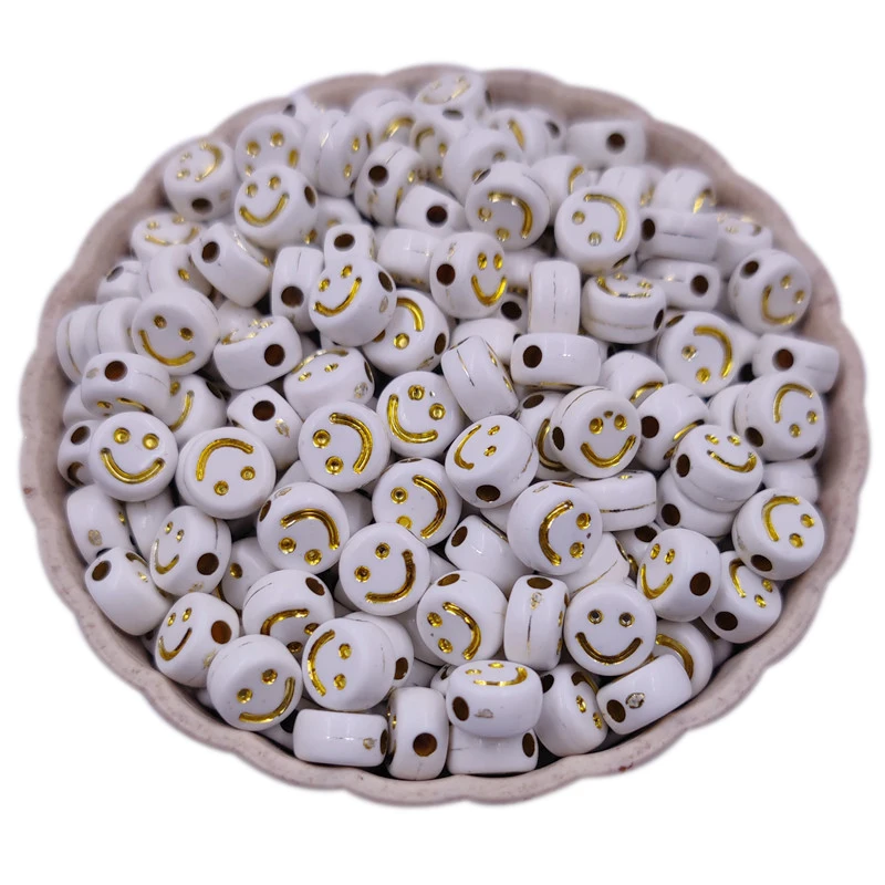 Акция 50 шт. 7 мм Красочные Круглые свободные бусины со смайликом для рукоделия