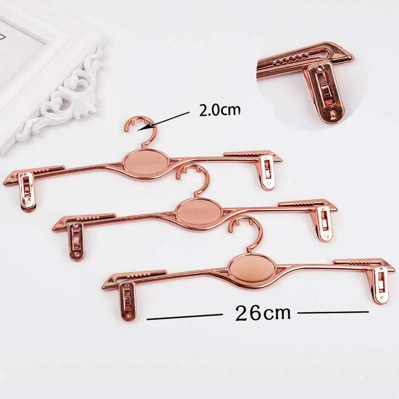 

10 Pcs Clothing Store Boutique Hangers Logo Customization Rose Gold Metal Display Hanger Underwear Bra Underpants Clothespin