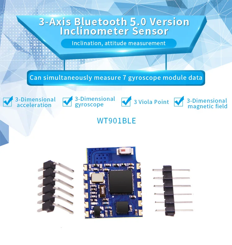 Bluetooth BLE 5,0 низкое потребление расстояние> 50 м WT901BLE 3 оси Угол+ акселерометр+ гироскоп+ магнитометр для ПК/IOS/Android