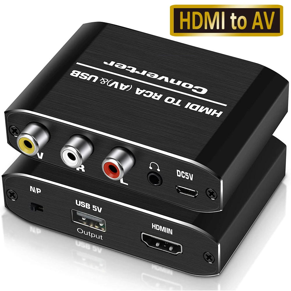 Navceker HDMI совместим с RCA конвертером AV/CVSB L/R Video Box HD 1080P 1920*1080 60Hz HDMI2AV поддержка NTSC PAL