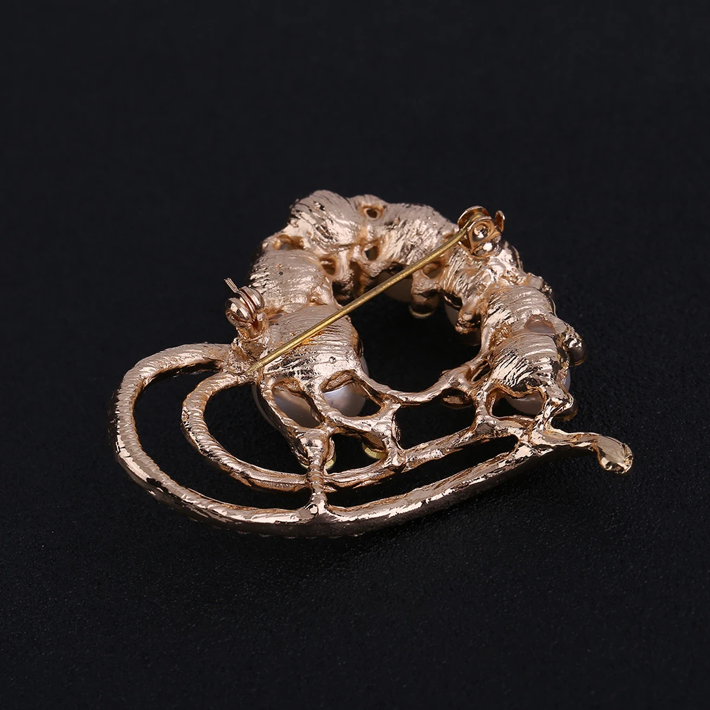 Elegant Fashion Brooches For Women Flower and Heart Design Rhinestone Golden Plated Brooch Pins Luxury Jewelry