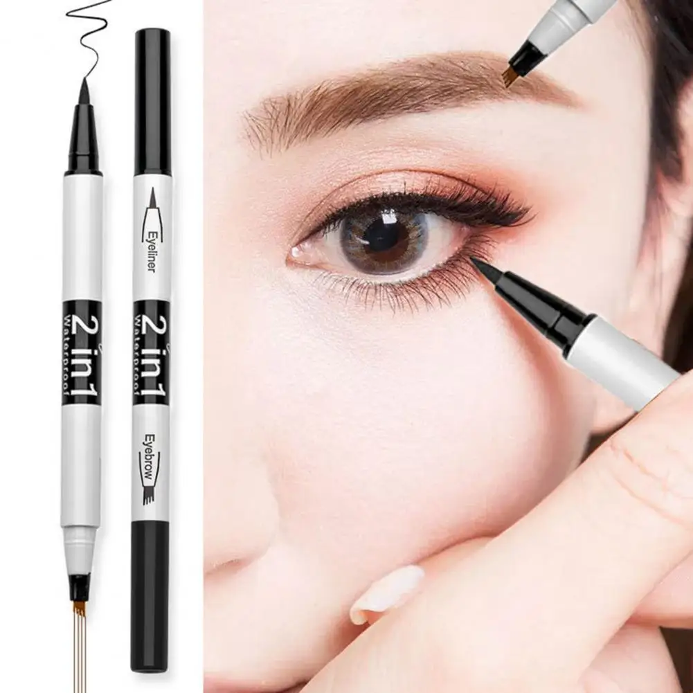 

1.8ML Eyebrow Pen Four Forks Smudge-proof Two-headed 2 in 1 Black Eyeliner for Girl