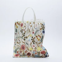 flower embroidery shoulder tote bags for women luxury handbags women bags designer summer shopping beach bag for women 2021