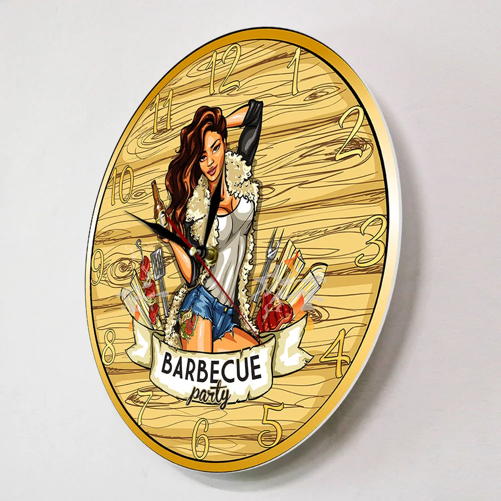 Настенные часы для барбекю вечеринки современные настенные корова девочка