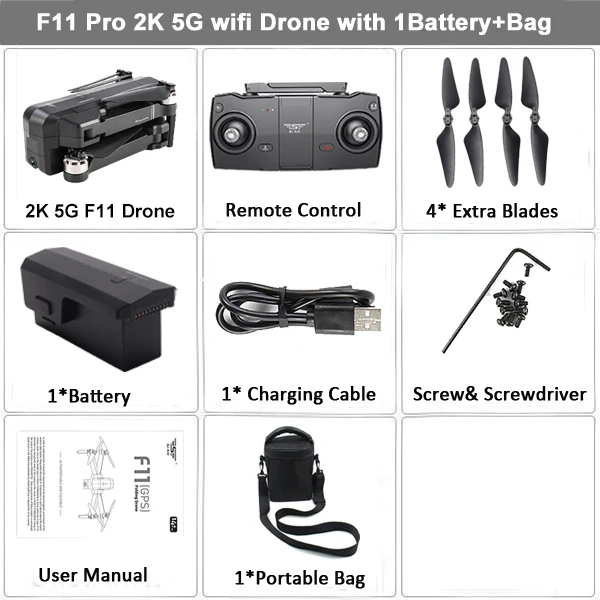 F11 PRO 2K 1B Bag SJRC F11 PRO gps Радиоуправляемый Дрон с 2K широкоугольной камерой дроны 5G Wifi FPV 28 мин бесщеточный летный Квадрокоптер вертолет селфи Дрон - Цвет: F11 PRO 2K 1B Bag