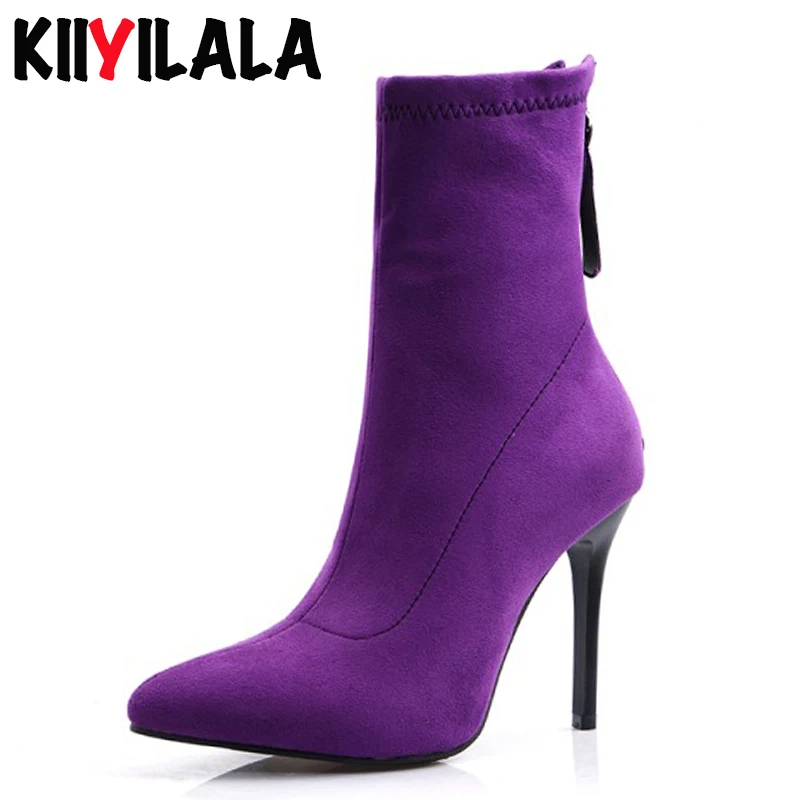 Женские ботинки на молнии 10 см с острым носком|Женские полусапожки| |