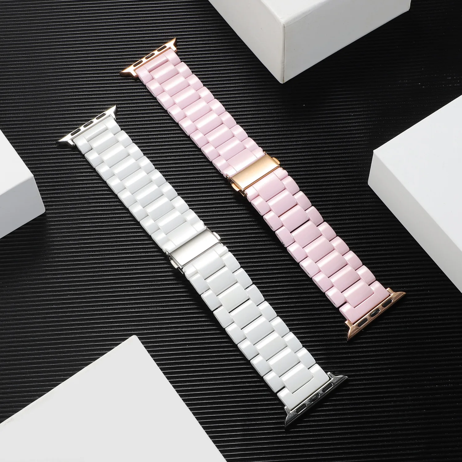 

Ceramic Strap for Apple Watch Band 44mm 40mm 42mm 38mm Accessories Butterfly buckle bracelet for iWatch series 6 se 5 4 3 loop