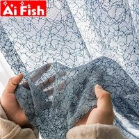 nordic minimalist blue warp knitted mesh tulle for living room white translucent window screen sheer curtains for bedroom 35